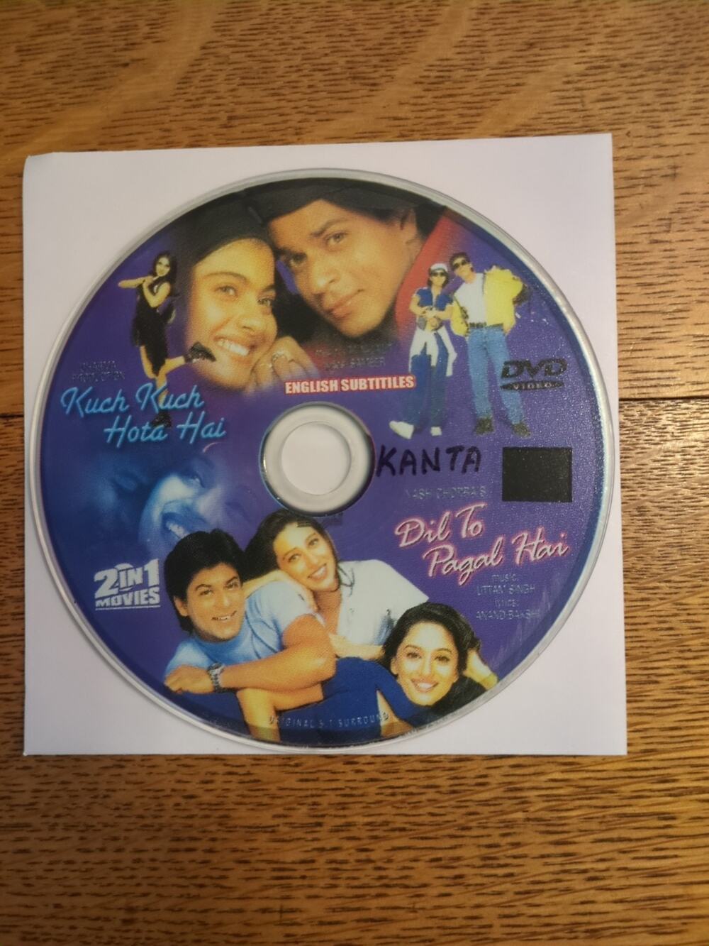Kuch Kuch Hota Hai / Dil To Pagal Hai Dvd Bollywood Disc Only